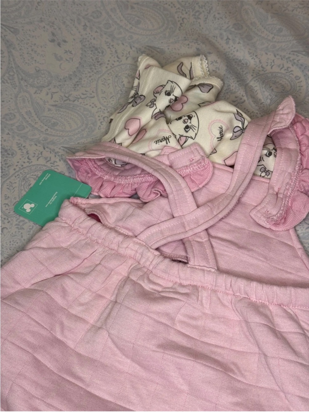 Disney The Aristocats Pink Quilted Shorts Romper with Short Sleeve Tee - Picture 6 of 8
